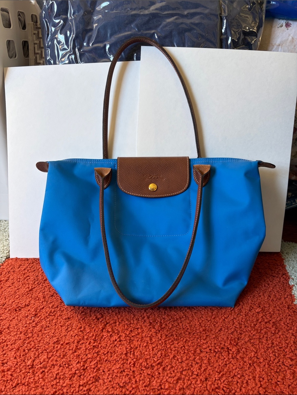 Longchamp Blue Le Pliage size S